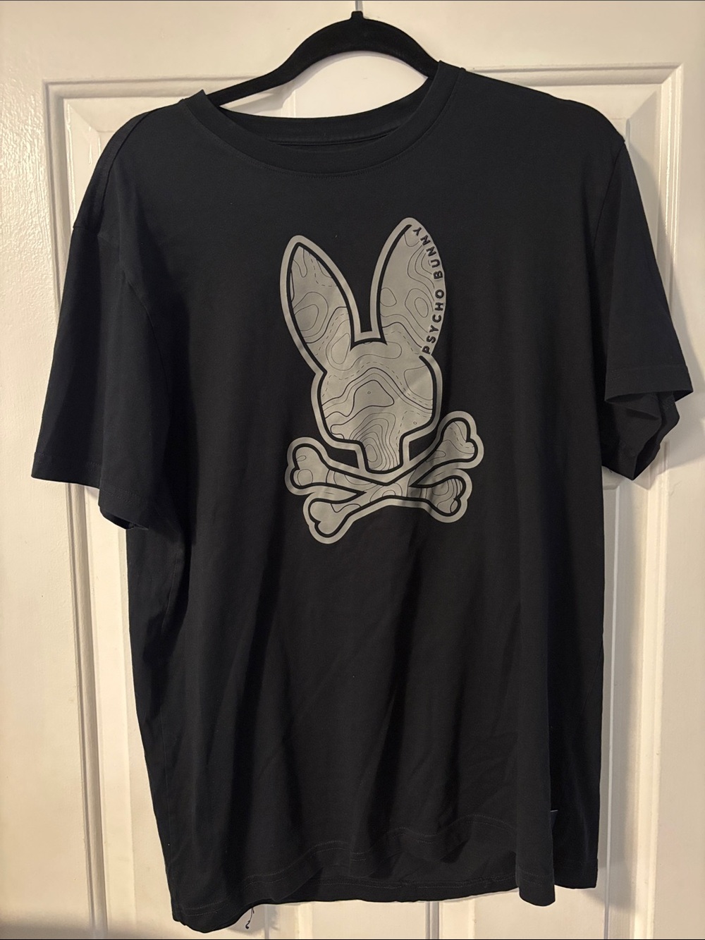 Psycho Bunny Black Tee with Gray Logo Graphic Size 6 Large